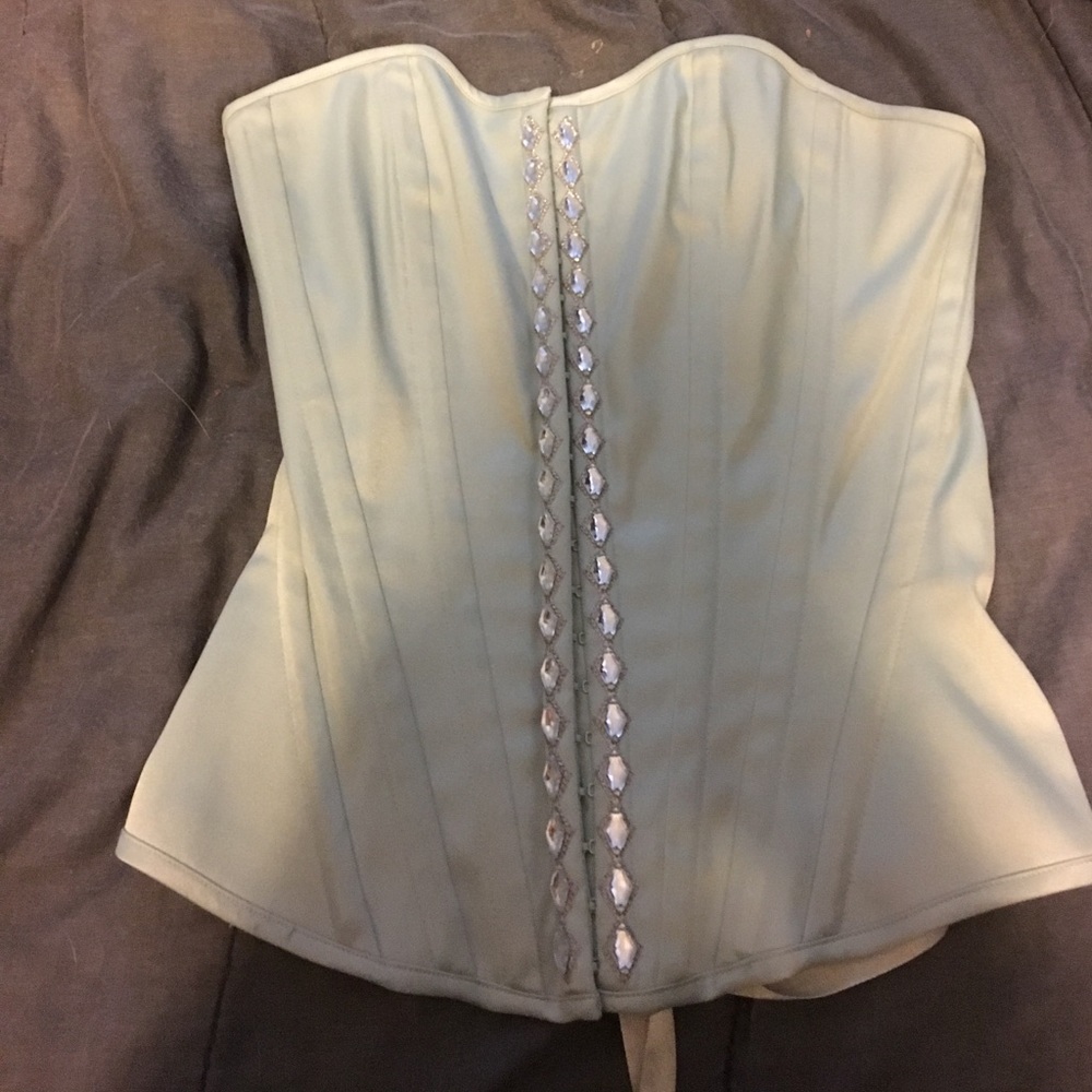 Sea green corset.