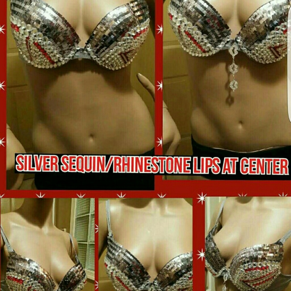 Silver rave bra