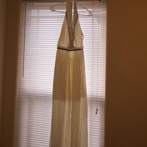 creamy halter top maxi dress