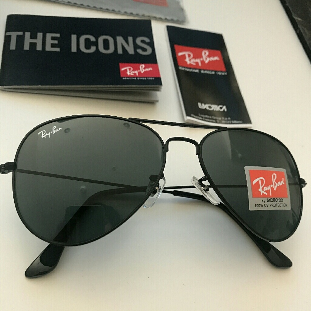 All black rayban aviator sunglasses size 58