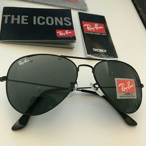 All black rayban aviator sunglasses size 58