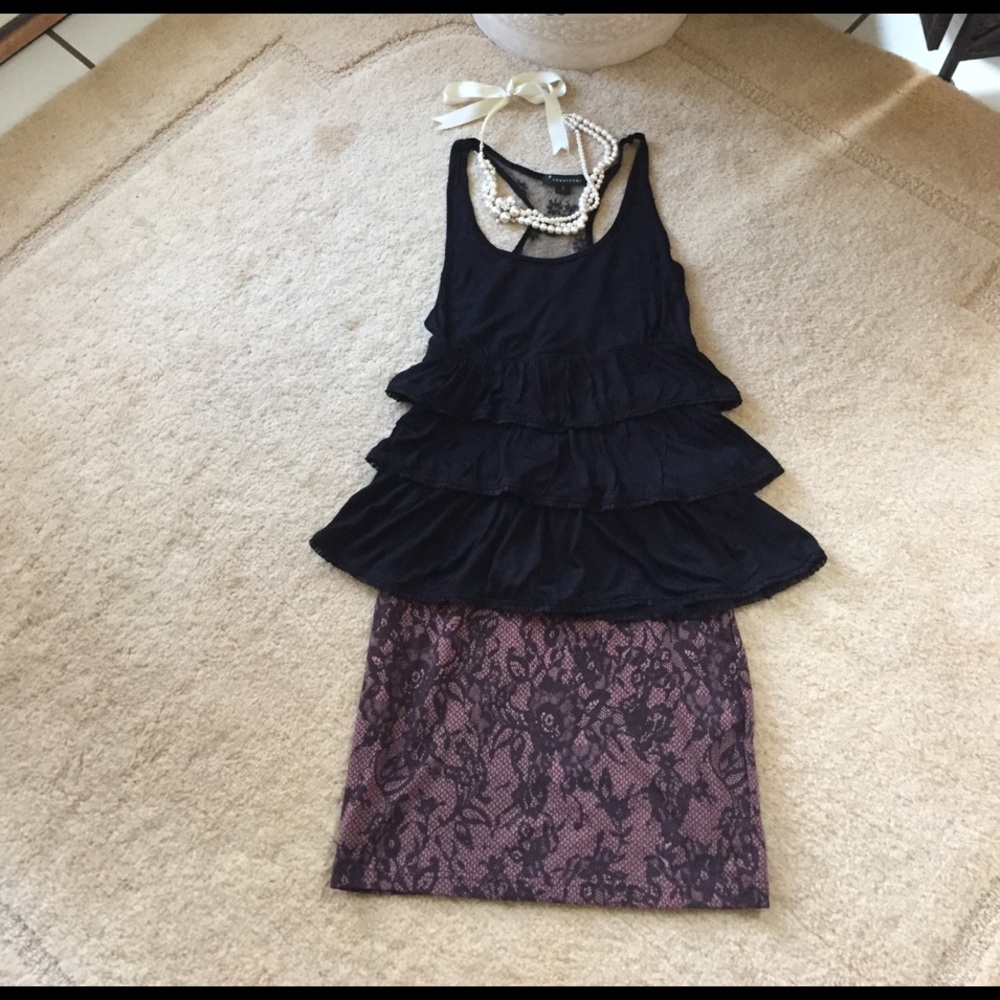 Black forever 21 top with forever 21 skirt