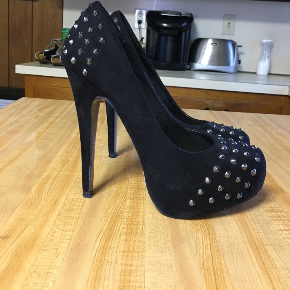 Aldo black heels with spiked detail