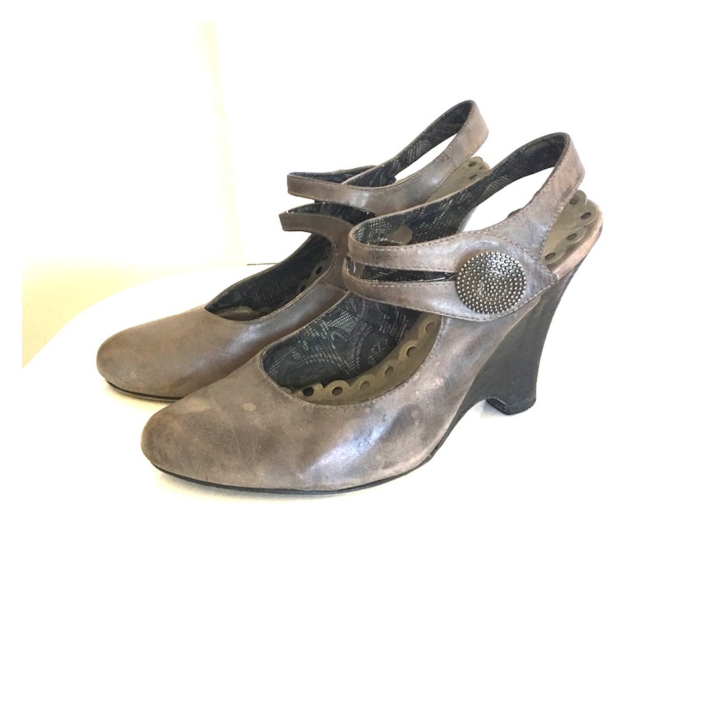 Seychelles grey leather Mary Janes