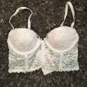 Victoria's Secret longline white lace bra 32B