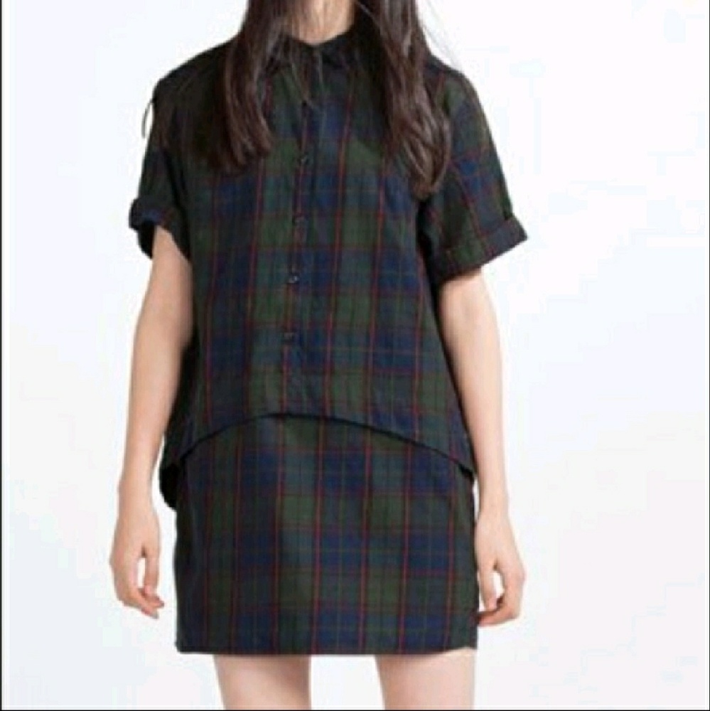 Zara Plaid Shirt Dress