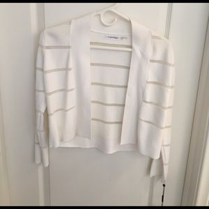 Calvin Klein White 3/4 Sleeve Cardigan Size S