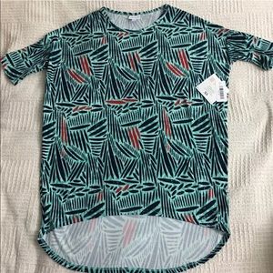 Irma green/blue/black Geometric print top