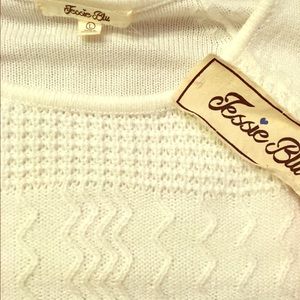 NWT Jessi Blu Cream fringe bottom sweater