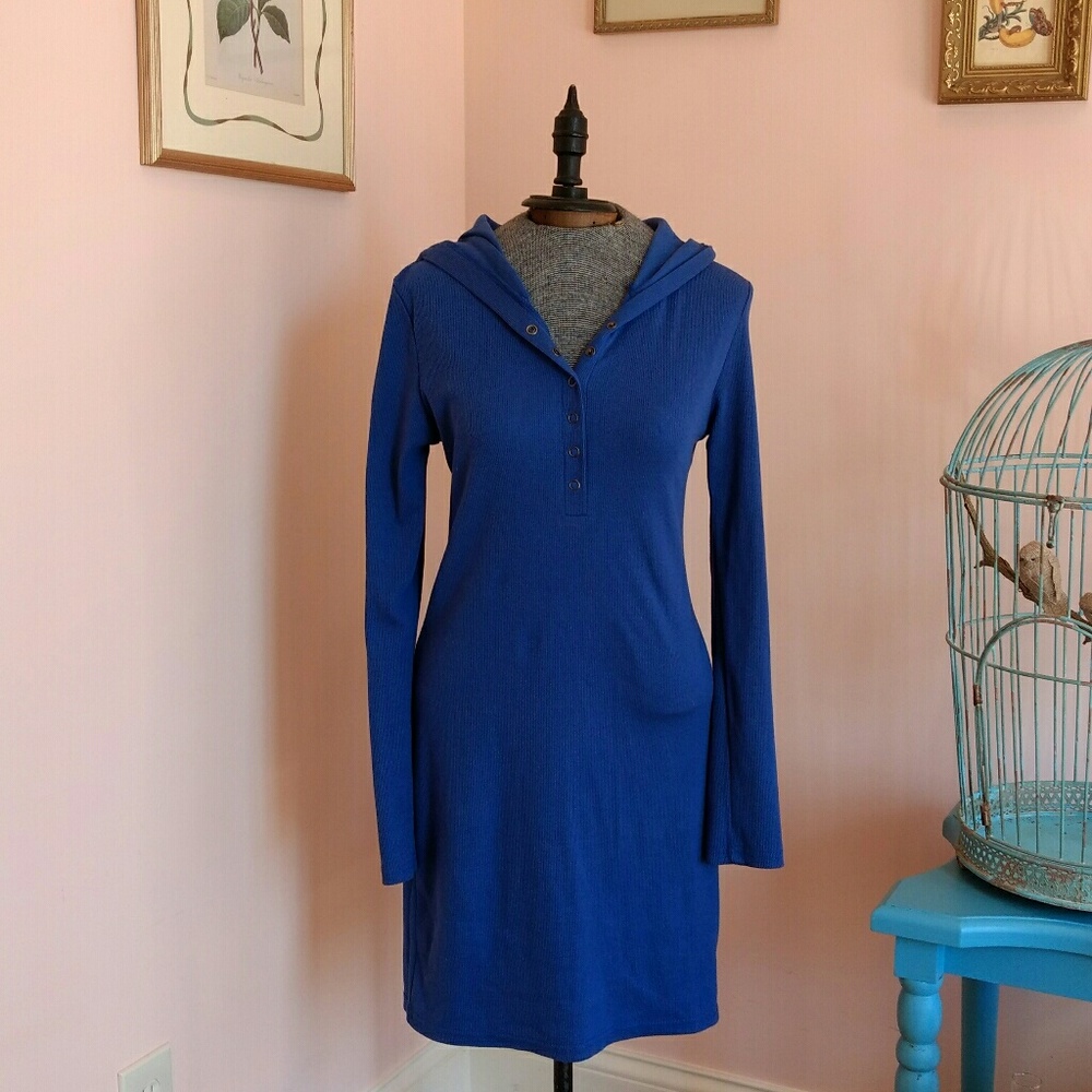 Henley Style Hooded Knit Dress