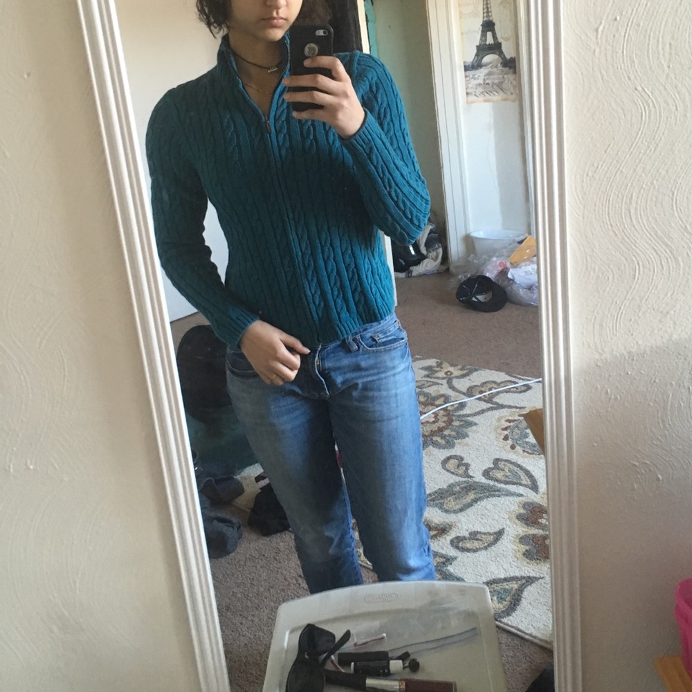 High Neck Zip Sweater