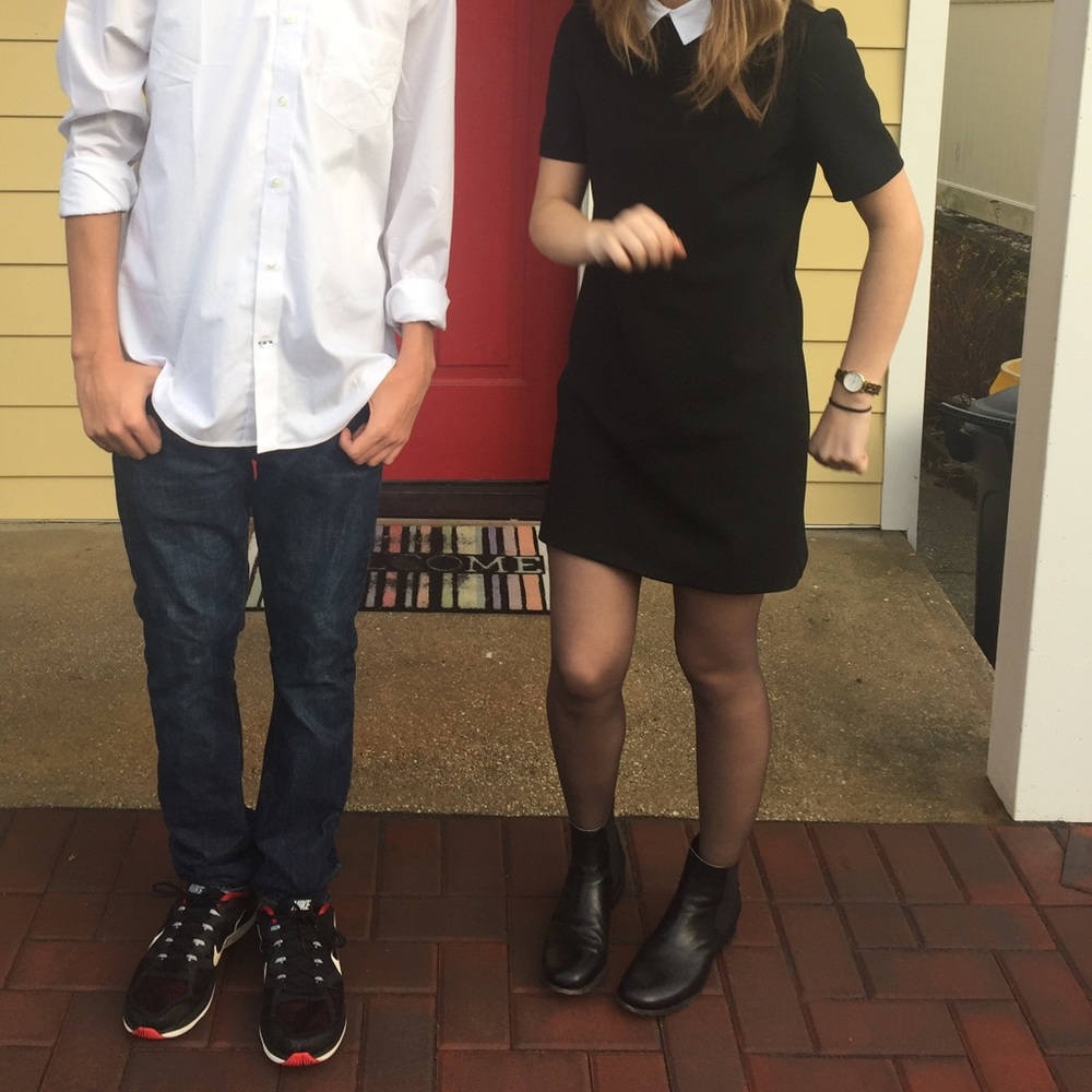 ZARA Wednesday Addams black and white collar dress - Picture 5 of 5