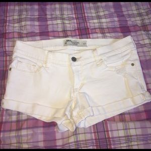 White jean shorts