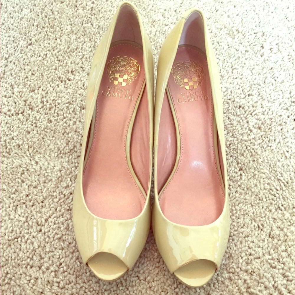 Vince Camuto Patent Leather Peep Toe Pumps