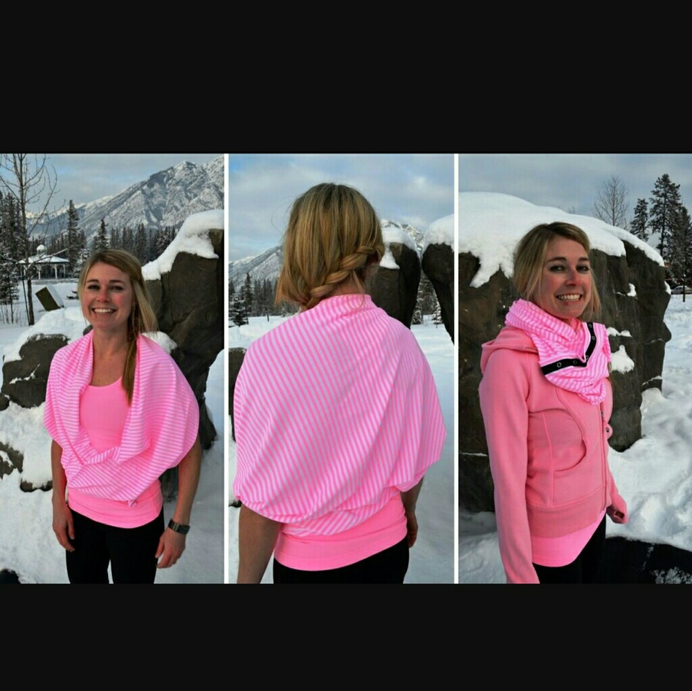 Luon white pink shell stripe vinyasa scarf lululem - Picture 2 of 4