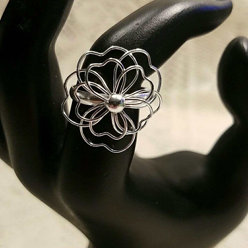 Sterling Silver Open Flower Ring - image 1