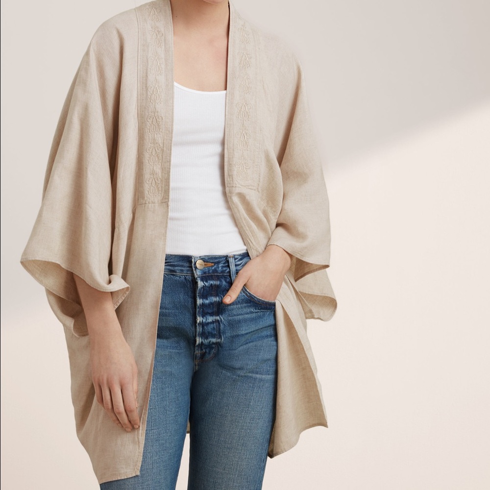 TNA kimono linen wrap blouse from Aritzia