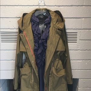 Olive Green Military Jacket. Size Large