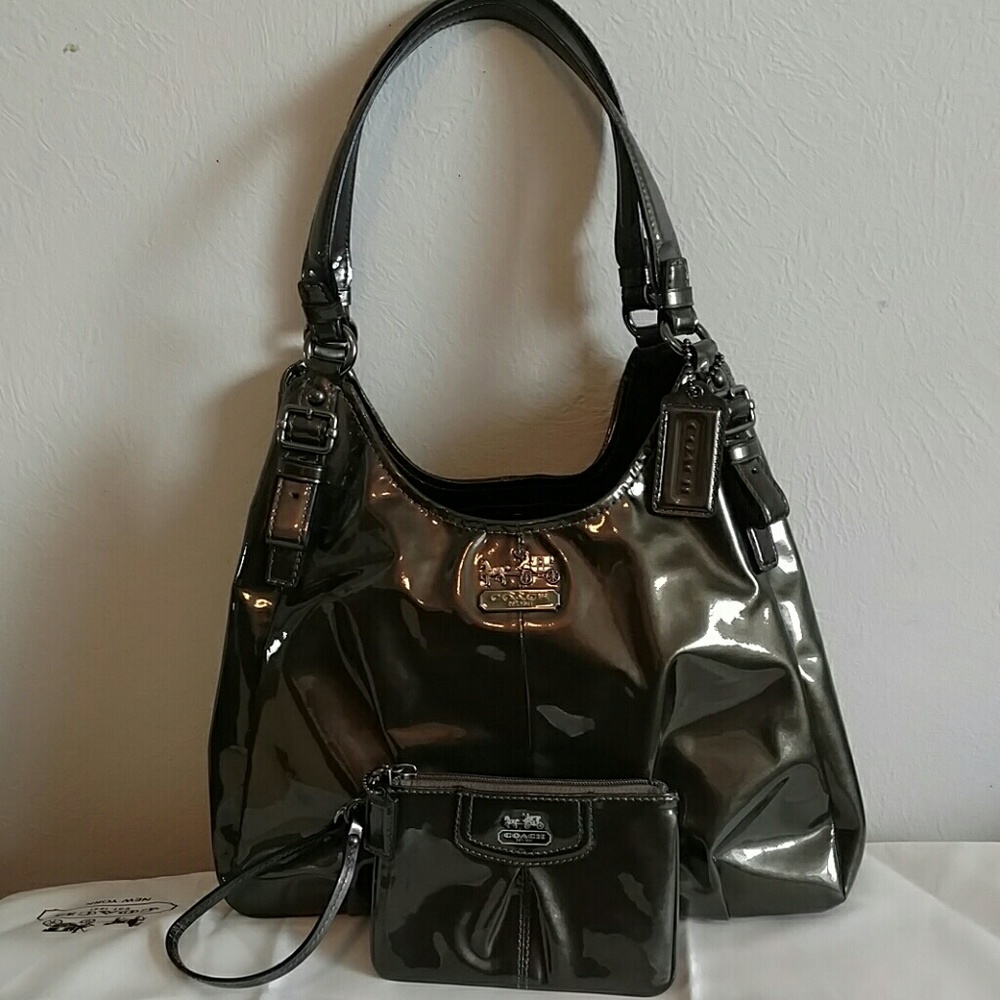 Coach Patent Pewter Maggie