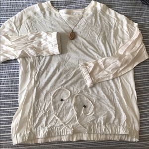 Lou & Grey Heather/Sheer pullover Top