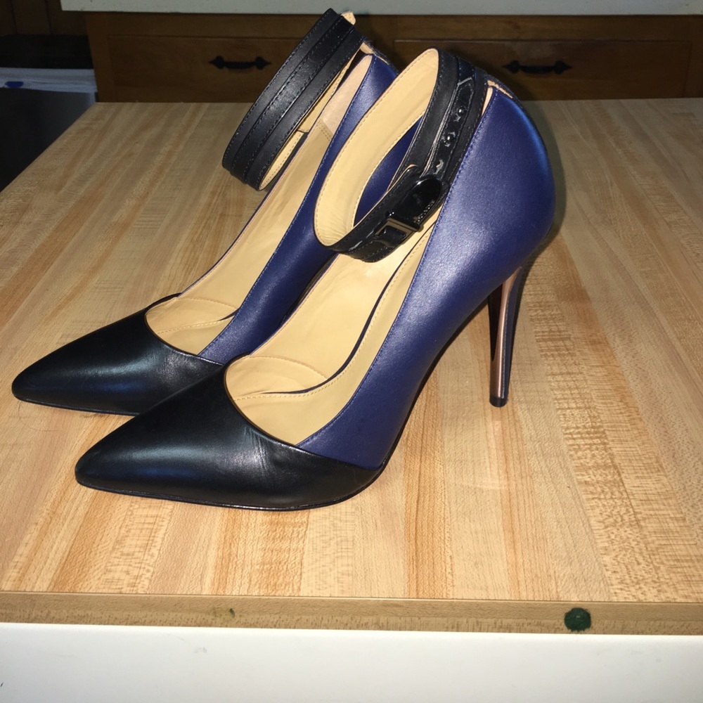 Coach ankle strap blue and black heels