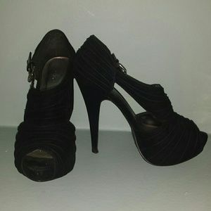 Black peep toe heels
