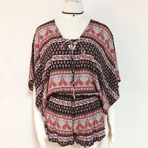 Bohemian lace up tie flowing hippie romper