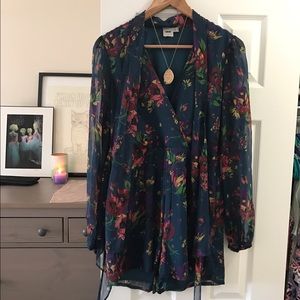 ASOS Floral Silk Romper with Pussy Bow Tie