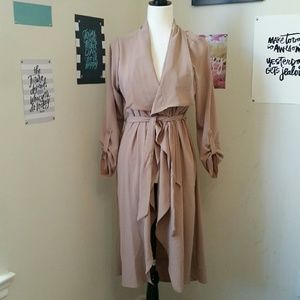 Tan/Beige Lightweight Flowy Trench Coat