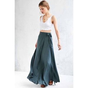 Ecote Zella boho wrap maxi skirt in teal