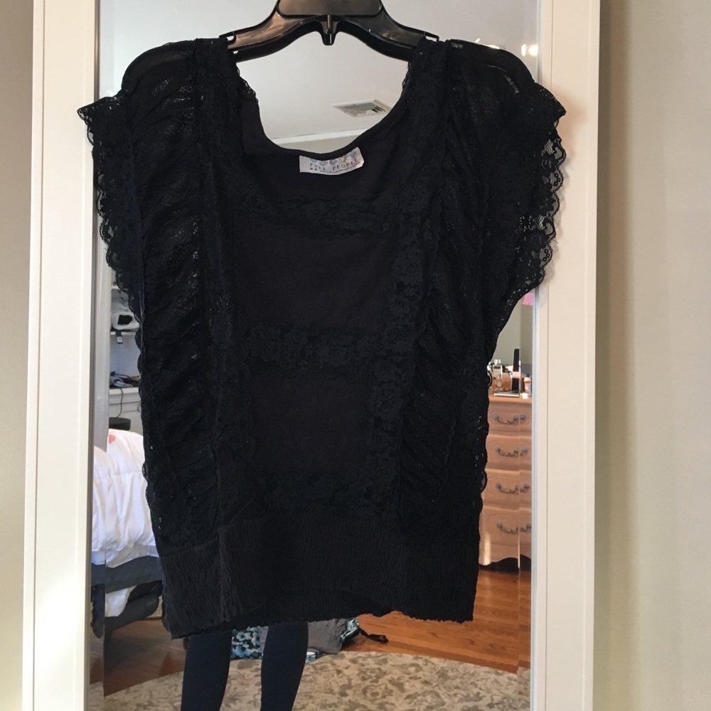 Black lace top with stretch waist band