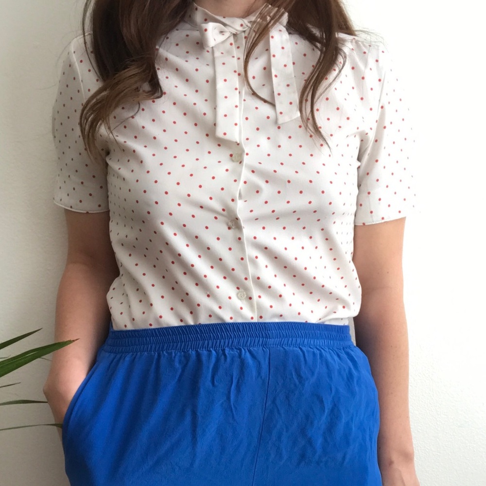 vintage Red Polka dot Bow Top