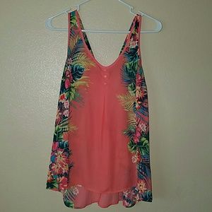Salmon flowy tank top