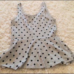 Black and gray polka dot tank