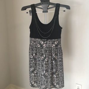 Black and white dress with attached necklace