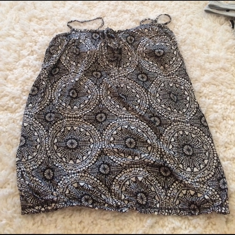 Black and white mandala pattern tank
