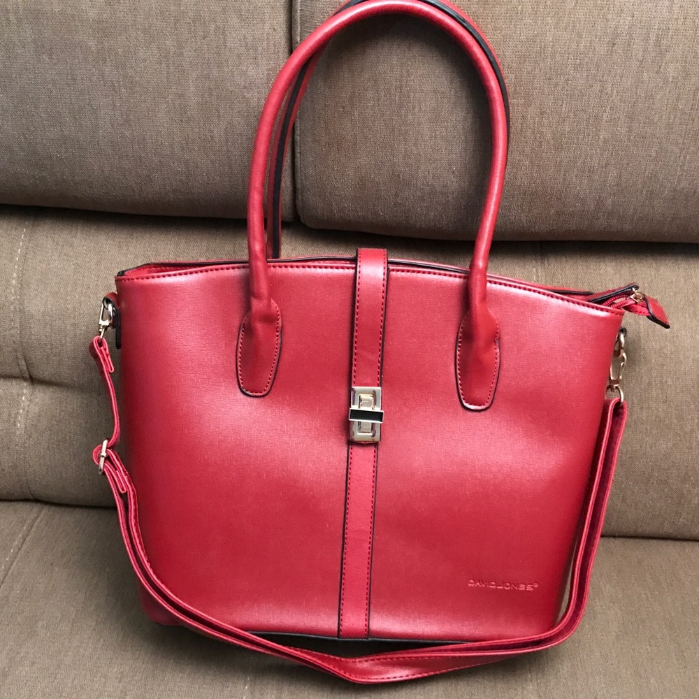 EUC Faux Leather Satchel Dark Red