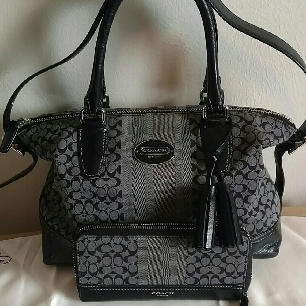 Coach 21154 Signature Stripe Molly Satchel Wallet