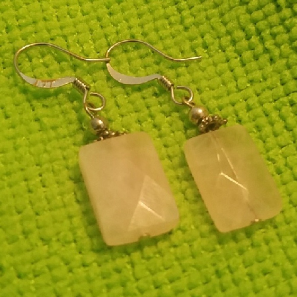 Sterling silver Rose quartz earrings