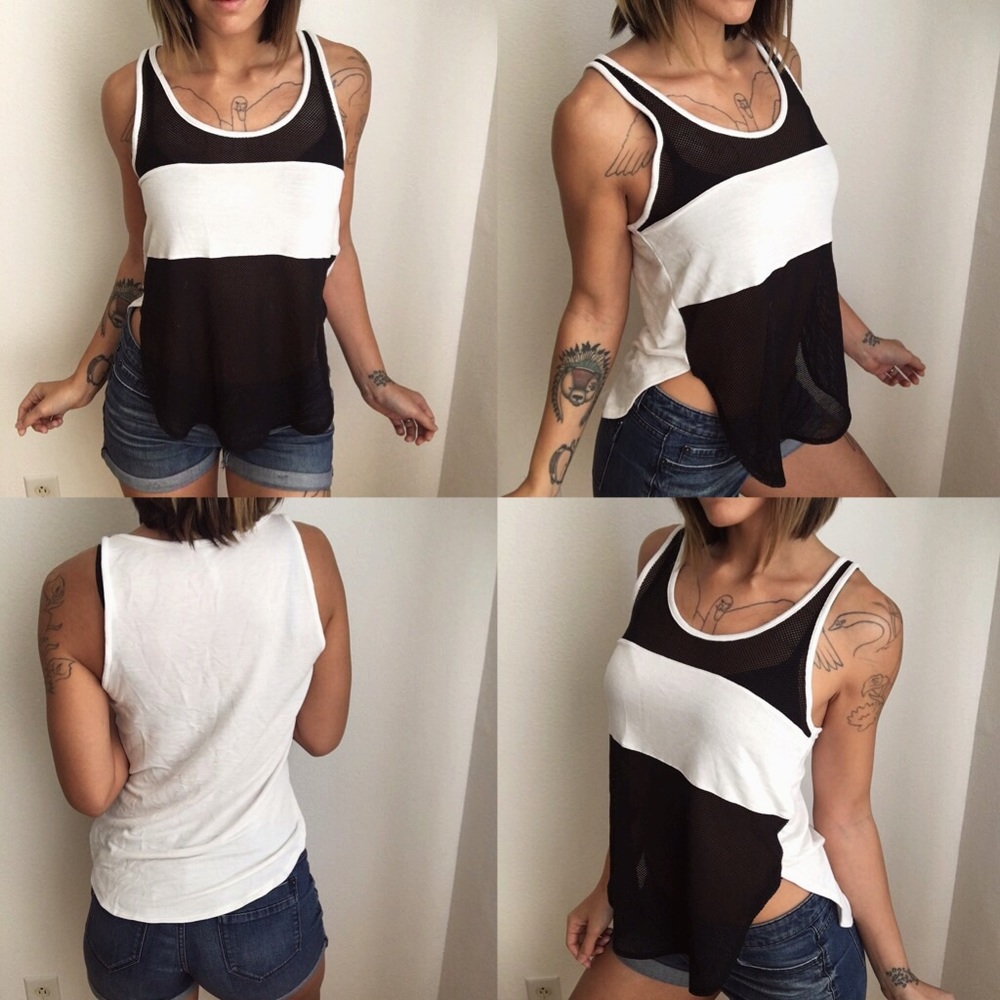 Sexy white and black mesh top