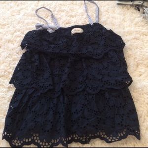 Navy blue ruffle tank