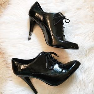 ALDO Patent Black Lace Up Heeled Boots