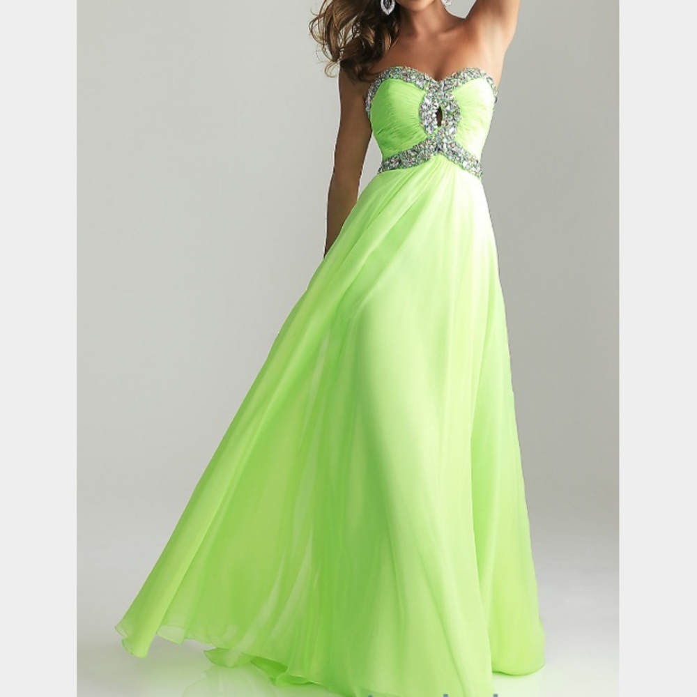 Empire waist Lime green prom dress