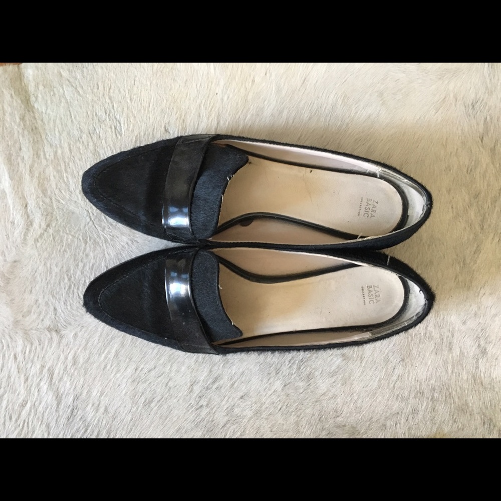 Zara pony hair loafers