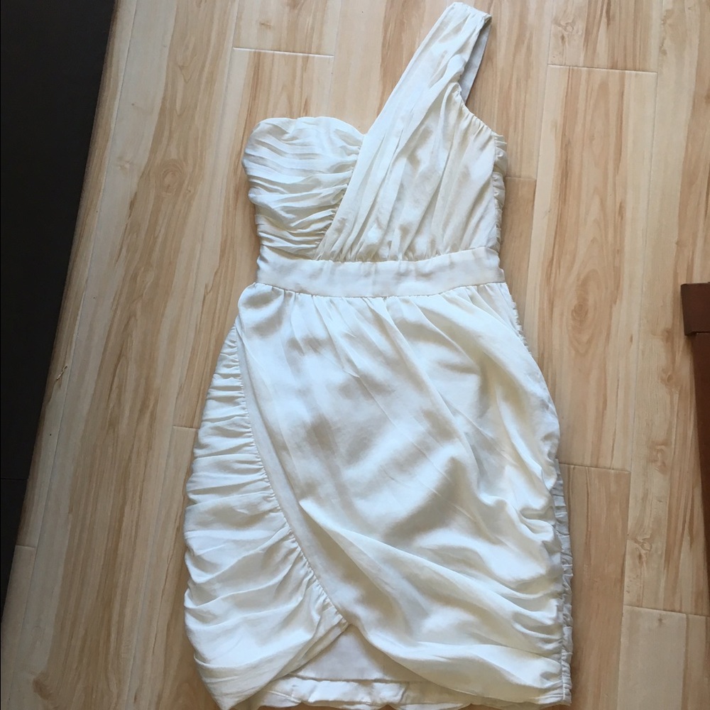 Beautiful White Draped One Shoulder Dress!
