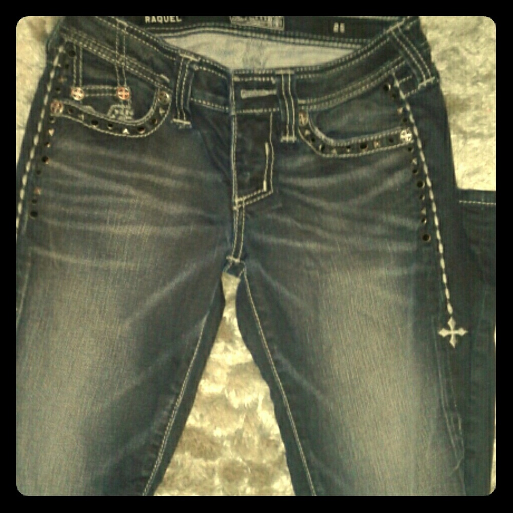 Affliction skinny rhinestone jeans