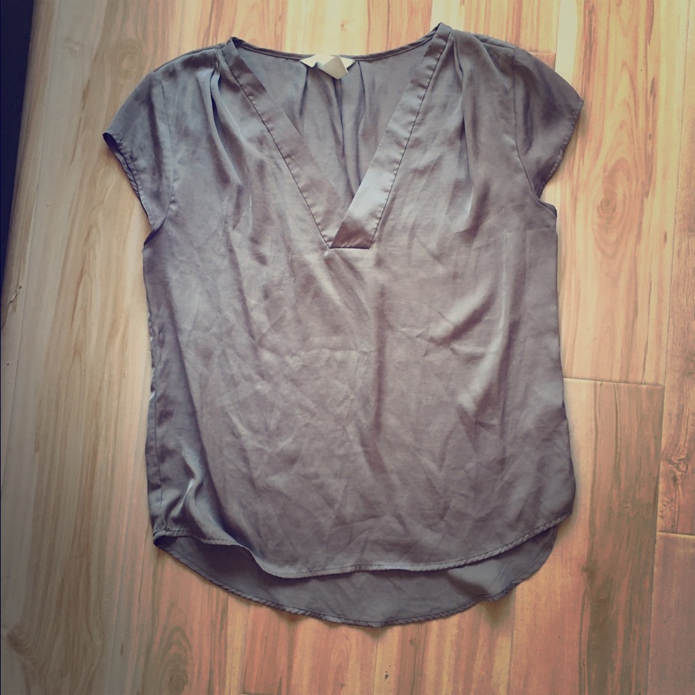 Romantic Grey Short Sleeve Blouse