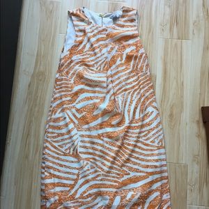 Edgy Orange and White Zebra Striped Dress