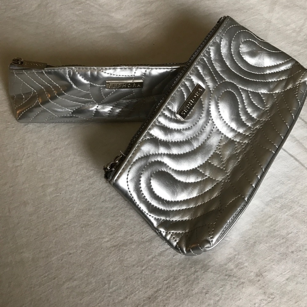 Set of 2 Silver Sephora Cosmetic Bags
