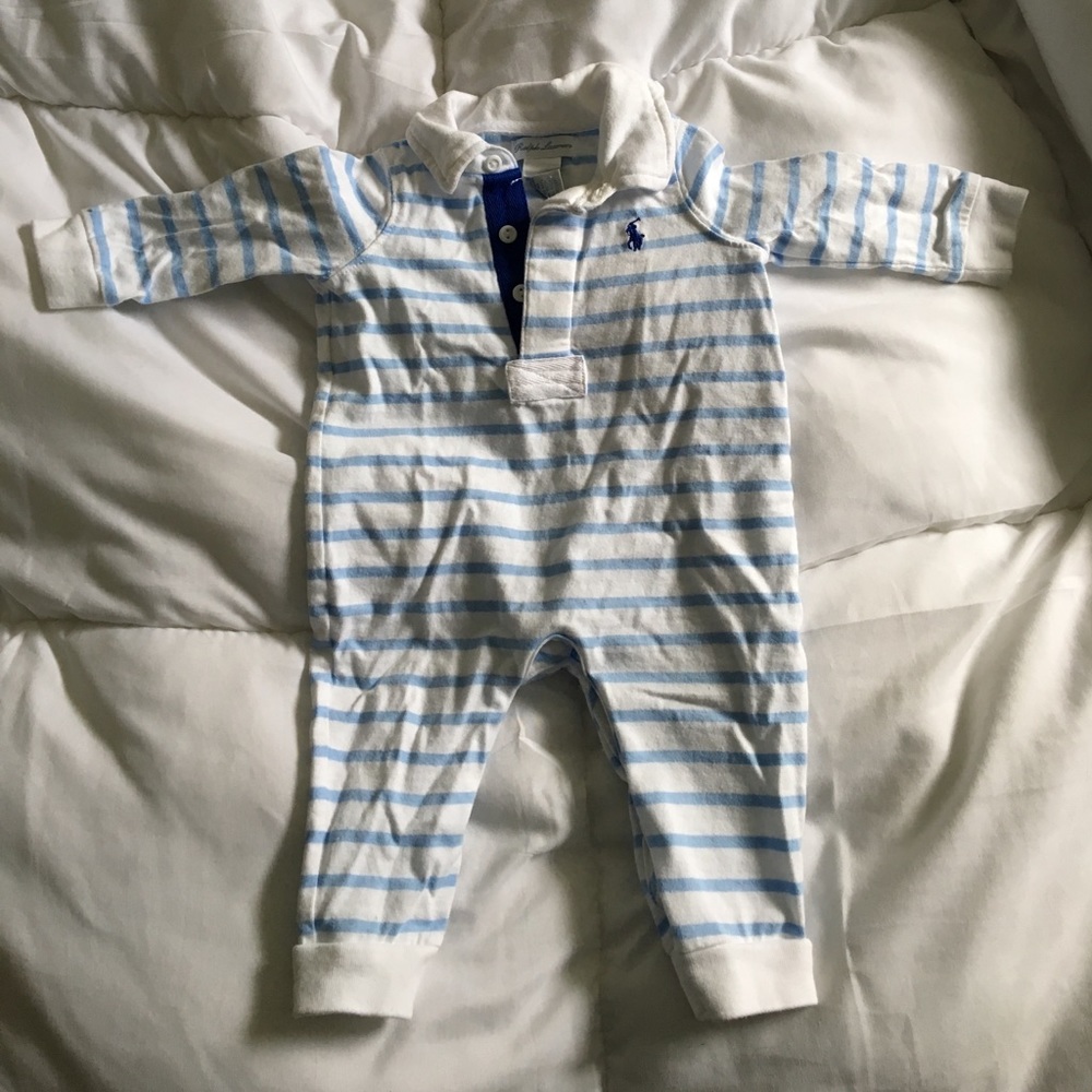 Ralph Lauren Striped Polo Onesie 6m